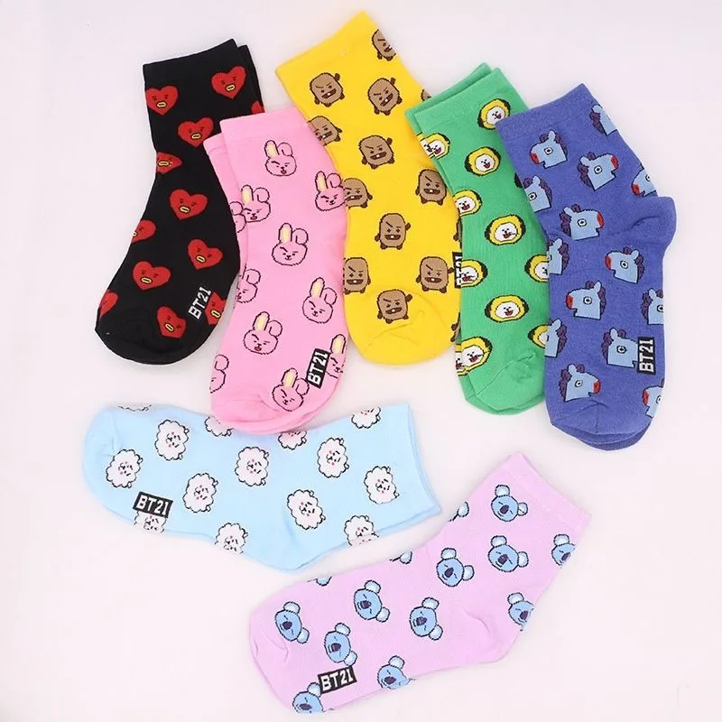 Cosplay Korean Anime - Calzini Kawaii BT21 Cartoon, Calze a