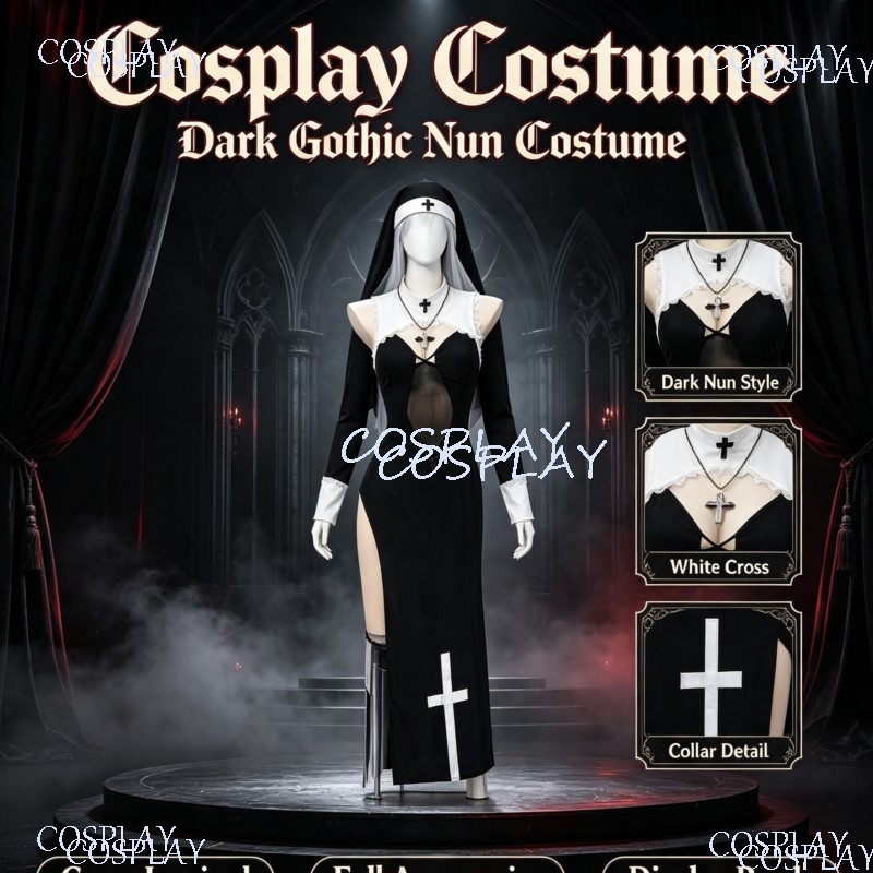 Anime Cosplay Photoshoot - Costume da Suora con Spacco Alto