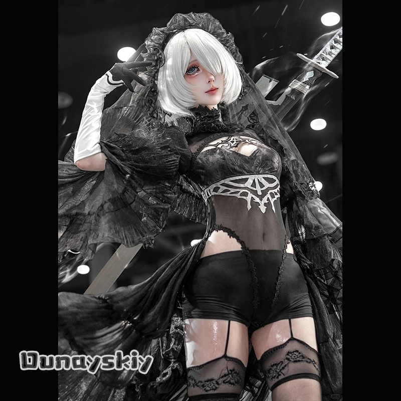 Anime Cosplay Photoshoot - 825NieRAuomta 2B Fanart Costume da Cameriera
