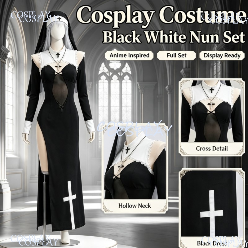 Costume da Suora con Spacco Al - Anime Cosplay Photoshoot recensione e prezzo